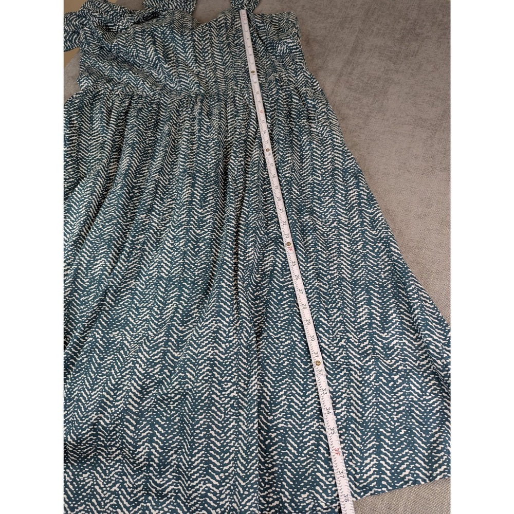 NWT Banana Republic Dress Womens XXL Green Chevron Ruffle Sleeve Tie Back Midi - Picture 6 of 8